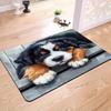 Bourne Mountain Dog Pattern Flannel-printed Floor Mats Has Non-slip Function Is Suitable for Entrances Bathroom Welcome Carpets