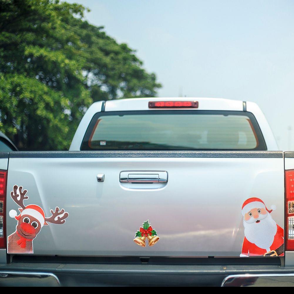 Christmas Car Decor Reflective Santa Stickers for a Festive Atmosphere