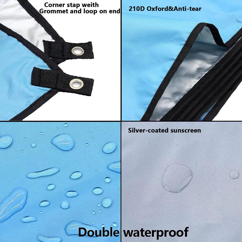 Tapis de camping multifonction en tissu Oxford imperméable: Plancher de tente d'extérieur, résistant à l'humidité, couverture de pique-nique, auvent recouvert d'argent.