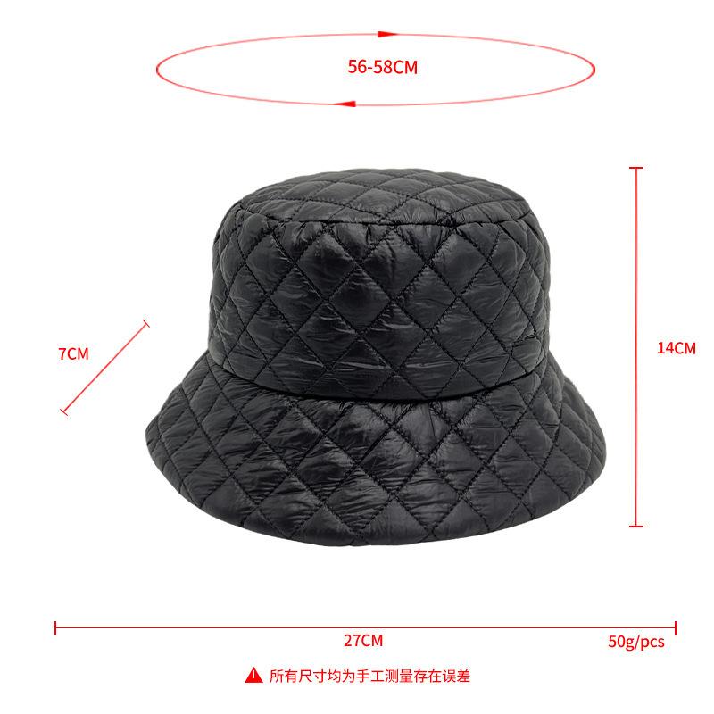 Ultra Light Down Cotton Rhombus Bucket Hat Warm Hat Winter Women Fashion Show Washbasin Hat Wild Hat Tide