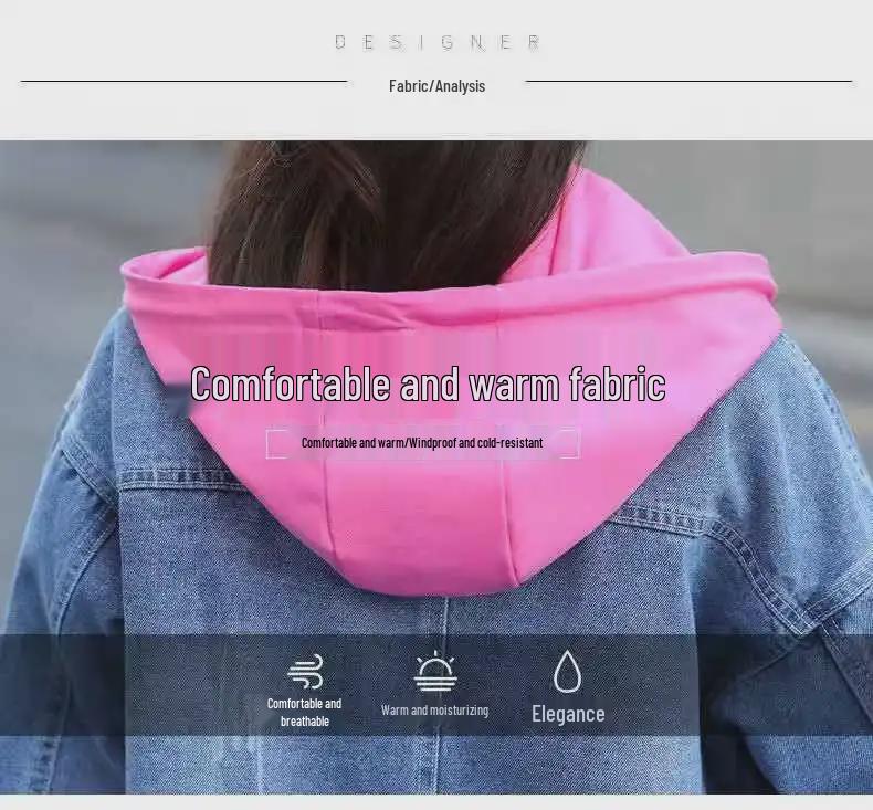 Women's Korean Style Denim Jacket with Removable Hood and Embroidered Letters – Spring/Autumn Short, Loose, and Slimming.