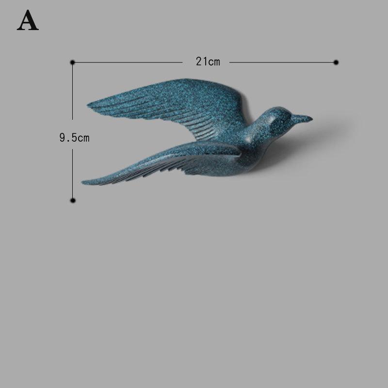 3D resin bird wall decorations three-dimensional wall stickers white gold bird statue living room TV sofa background wall art