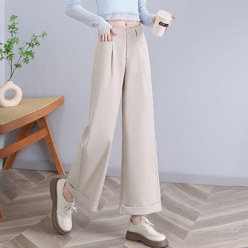 

2025 Женские брюки с высокой талией, утягивающие, с широкими штанинами, весенне-осенние 4XL белый