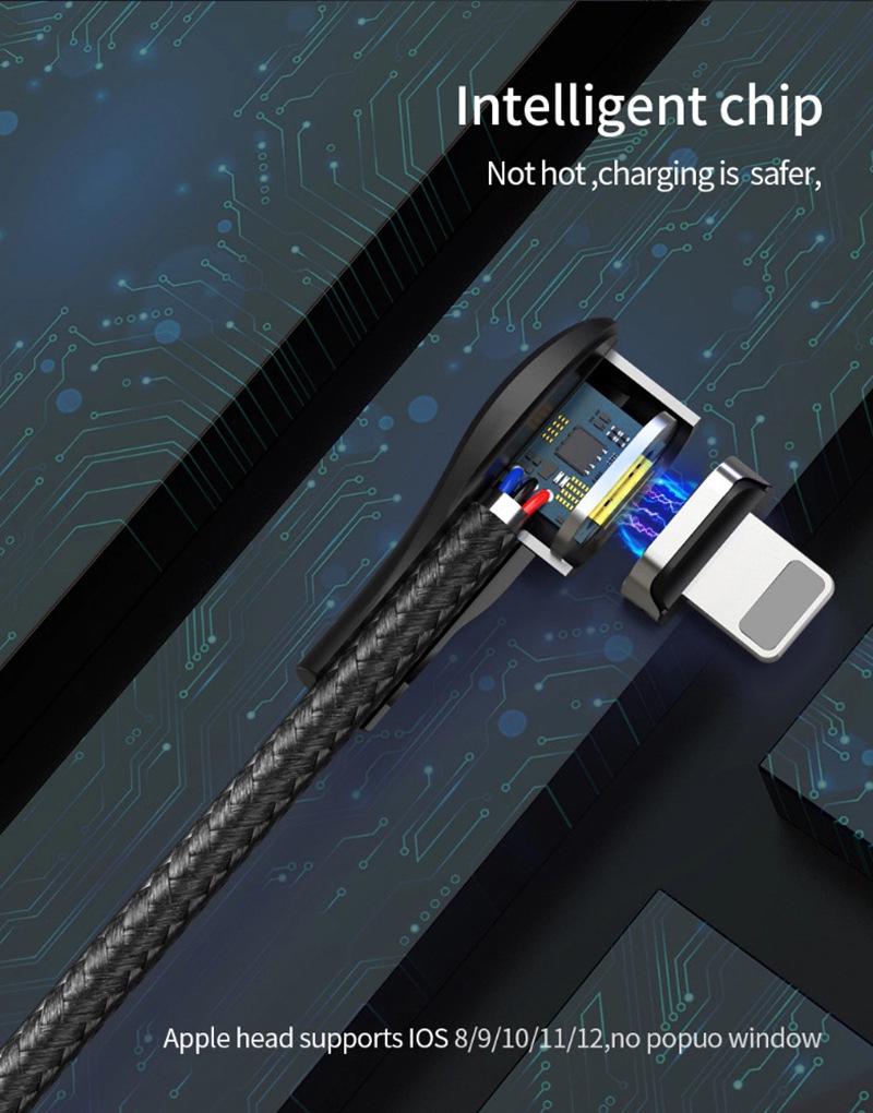 3-in-1 Magnetic Elbow Charging Cable for Apple, Type-C, Android Phones