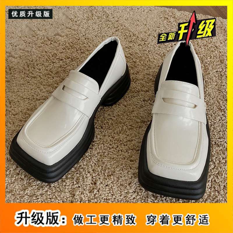 White Loafers Niche Autumn Retro British Style Design Sense Single Shoes Women's Shoes Platform Small Leather Shoes Square Head French