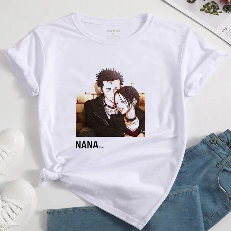 Nana Japanese Anime Summer Short Top T-shirt Women's Heart Pattern Anime T-shirt White Short Sleeve Casual Harajuku T-shirt Top