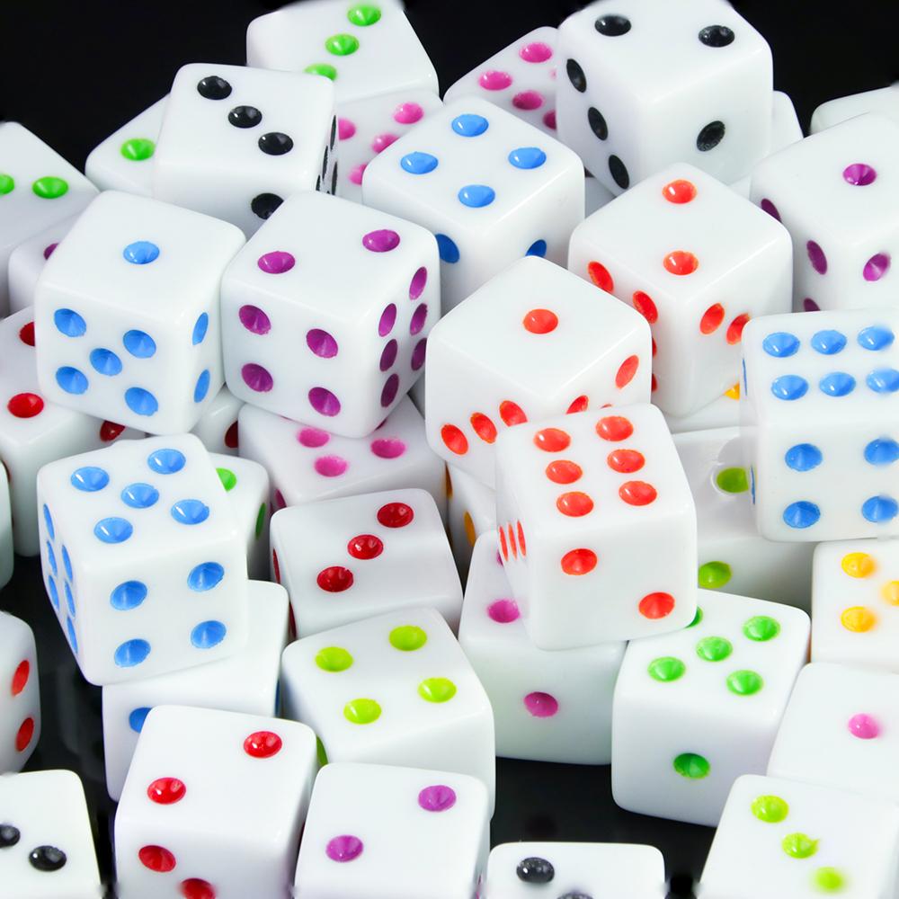 Weiße Würfel 10 Stück 6-seitige Spielwürfel Eckig 16MM Mathematik Unterhaltung Acryl Glücksspielwerkzeug Würfel