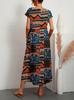 European & American Style Loose Sleeveless Cotton Linen Dress with Matching Colors & Sizes - Round Neck Summer Print Dress for Women
