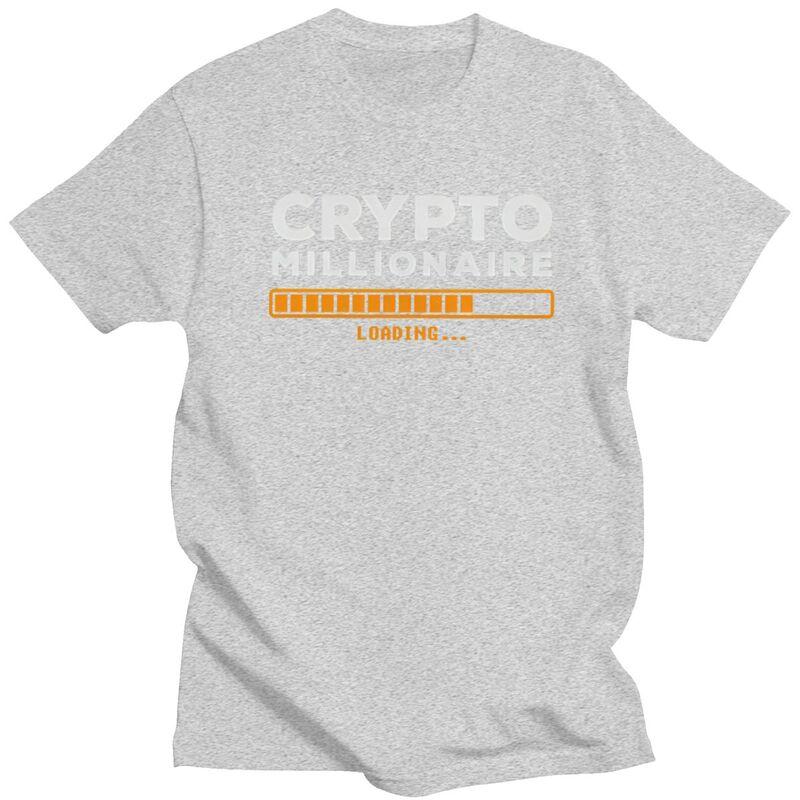 Crypto Millionaire Loading Tshirts for Men Short Sleeves T Shirt Fashion Bitcoin Tshirt 100 Cotton Tee Valentines Day Gift