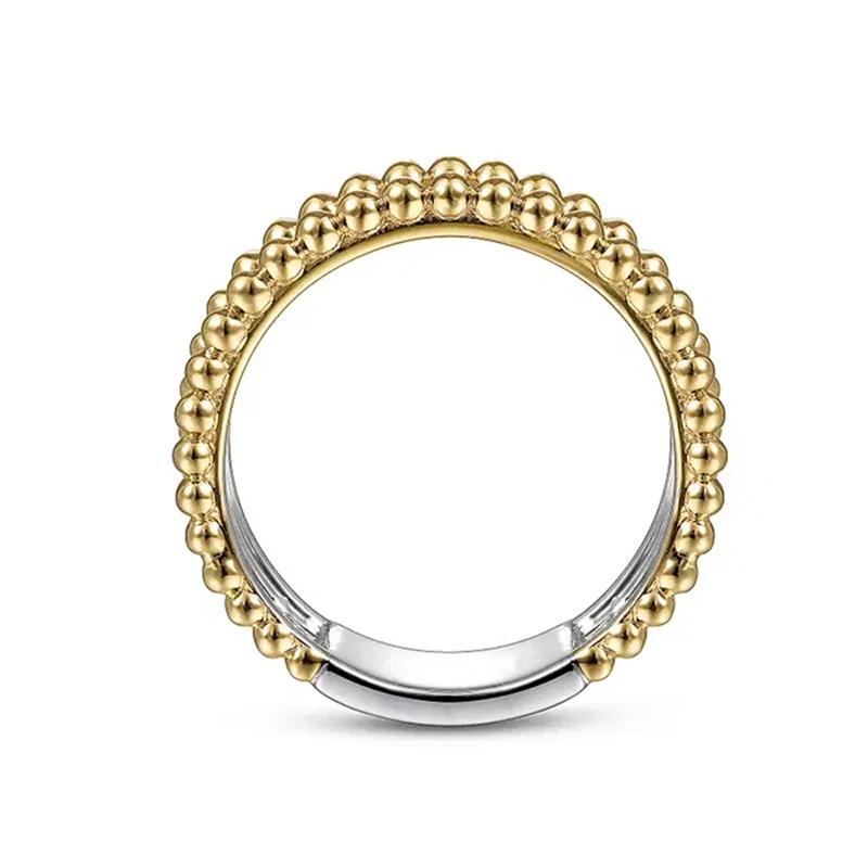 Huitan New Trendy Two-tone Women’s Rings Chic Bright Cubic Zirconia Finger Accessories Simple Stylish Engagement Party Jewelry