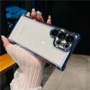 For Samsung Galaxy S25 Ultra Luxury Transparent Plating Frame Phone Case For Samsung S22 S23 S24 Plus A15 A55 Protective Cover