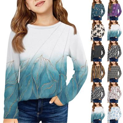 Mädchen Langarmshirt - Plissee Rundhals Freizeit Oberteil