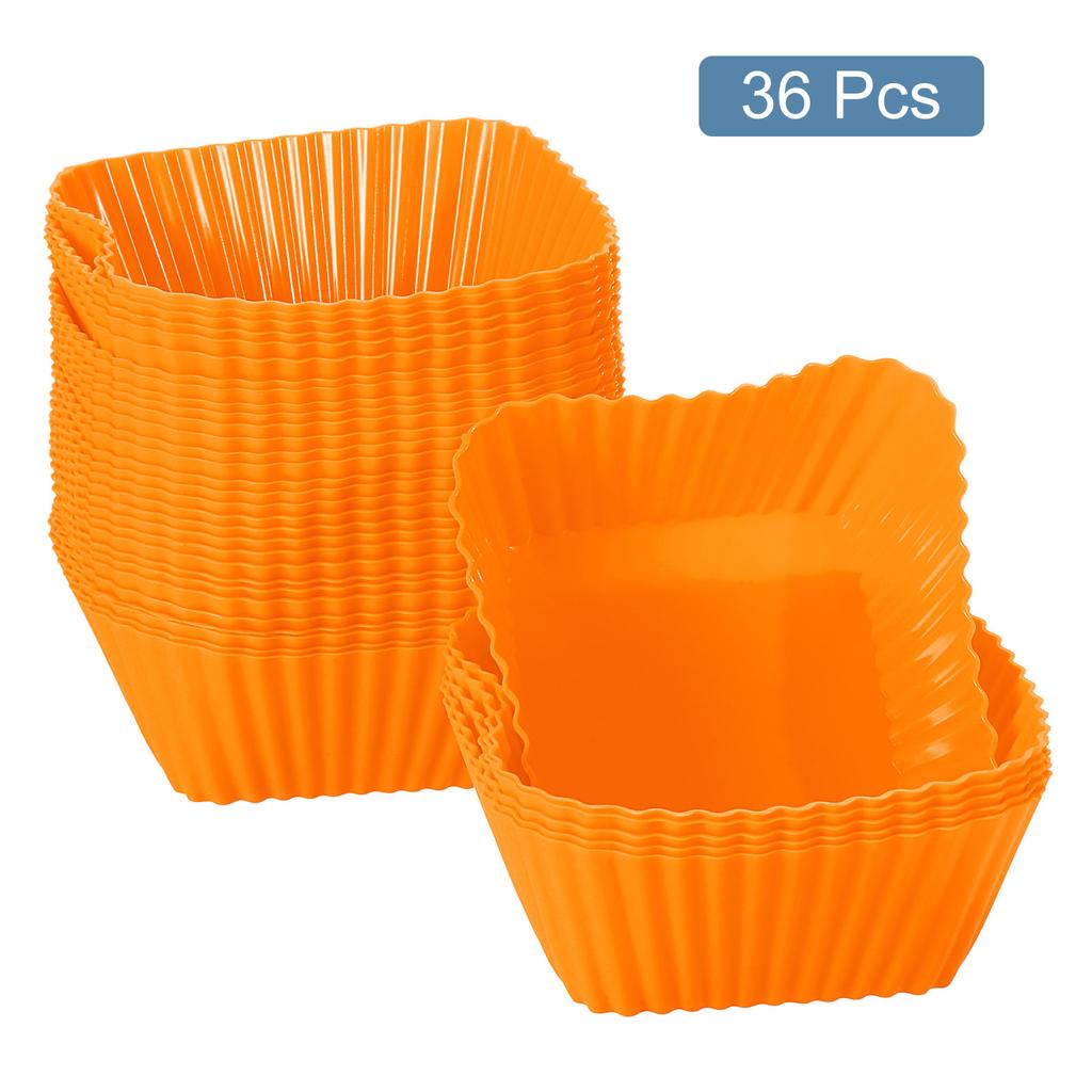 18/36pcs Square Reusable Silicone Cupcake Liners Silicone Cake Mold Muffin Cupcake Baking Molds for Wedding Birthday Party