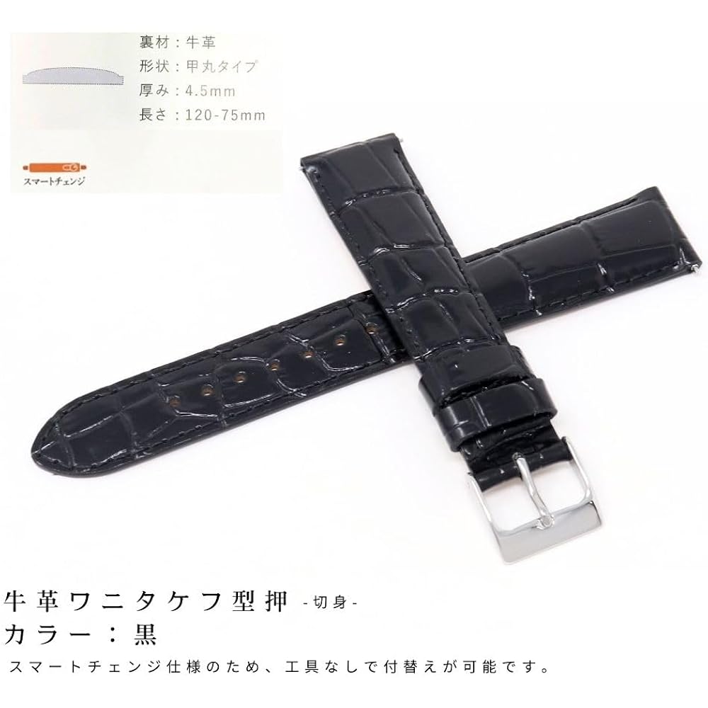 Seiko Band 20mm Cowhide Men's Black Black Watch Strap with Seiko Care Instructions RS03C20BK