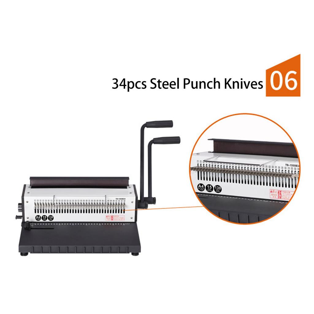 Binding Machine 3:1 Pitch Spiral Binder 34 Holes 2 Coil Punching Machine for A4 A5 Letter Size Square Holes