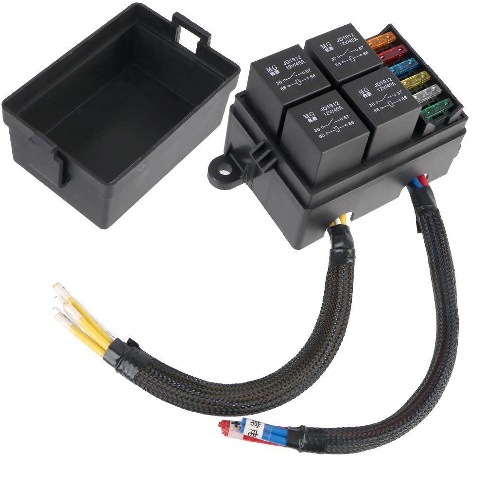 

6 11-контактный блок реле предохранителей ATC/ATO 12 В для автомобильного автомобиля, морского грузовика, прицепа, лодки, водонепроницаемый с 6-контактным реле и предохранителями, 6 слотов для авто Small 6 Way 1 Set