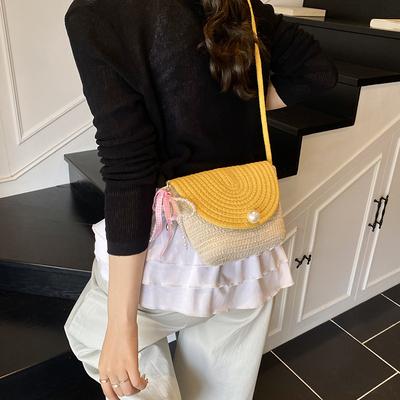 Summer Retro Woven Bag Women's 2025 New Fashion Versatile Mini Bucket Bag Vacation Beach Bag Messenger Bag
