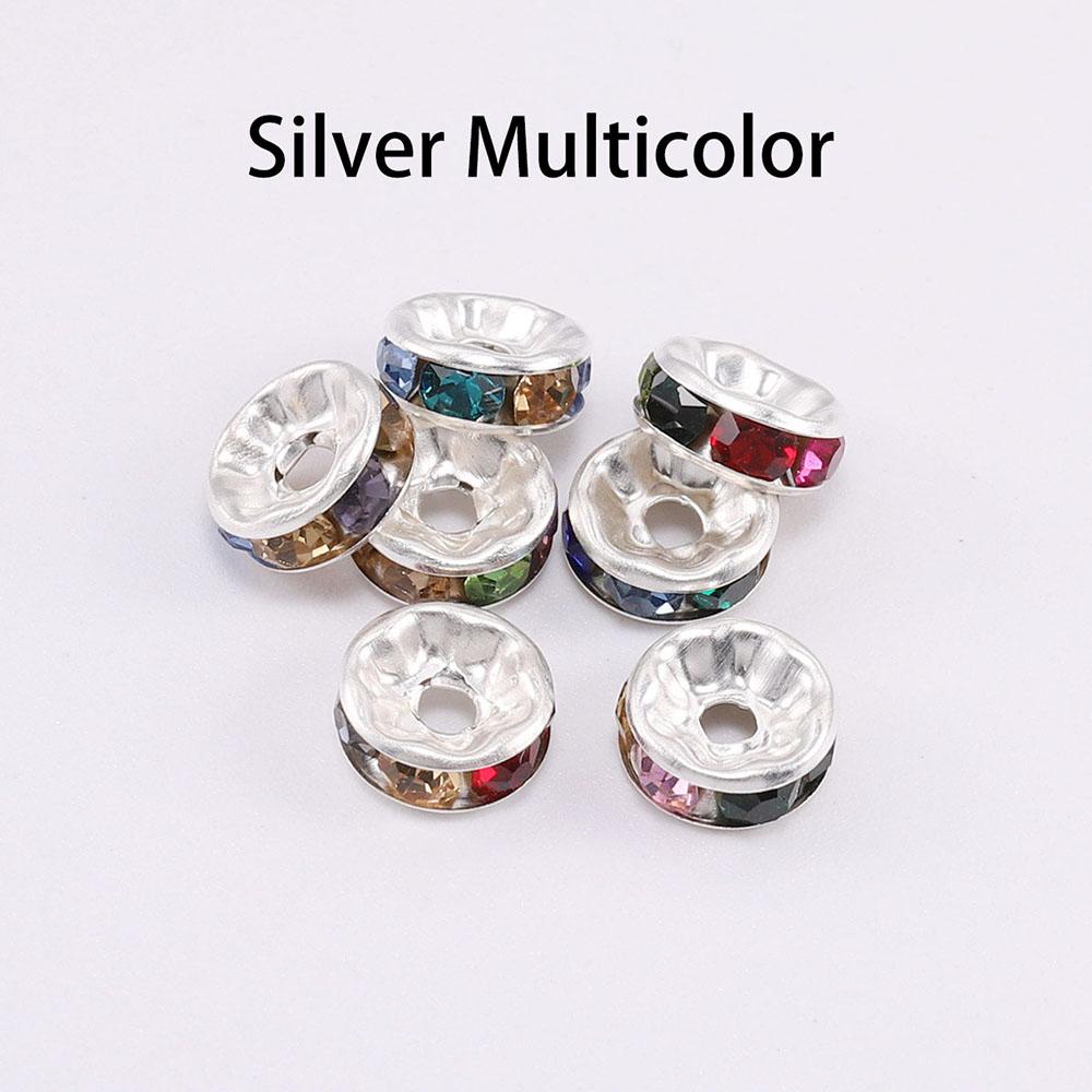 100Pcs 4 6 8 10mm Rhinestone Crystal Rondelles Bead Gold Color Loose Spacer Beads For DIY Jewelry Making Accessories