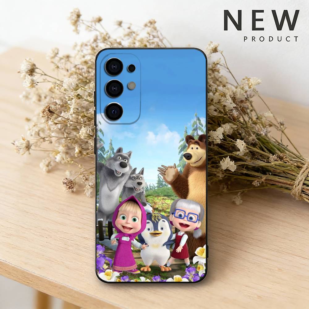 

CUTE M-Masha and the Bears phone Case For Samsung S26,25,24,21,22,23,30,20,Ultra,Plus,Fe,Lite Black Soft Cover Samsung S21lite
