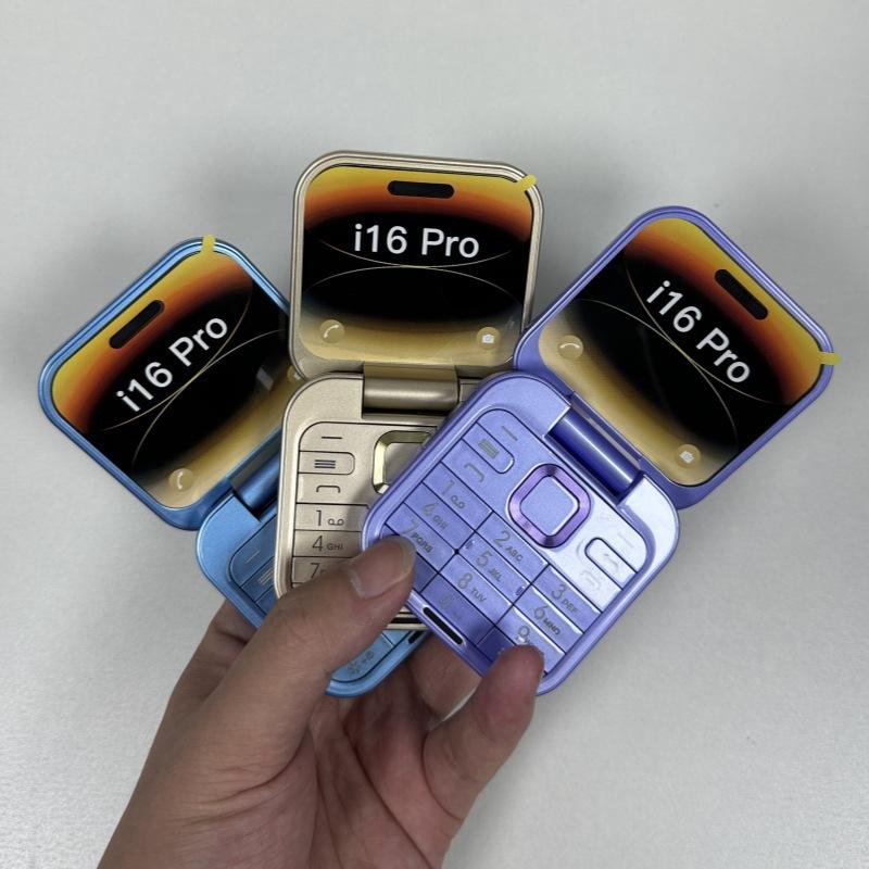 1 Set Speed Dial Blacklist Flashlight Call Recording 2 Sim Foldable Flip Small Box Phones For I16 Pro Mini Fold Mobile Phone