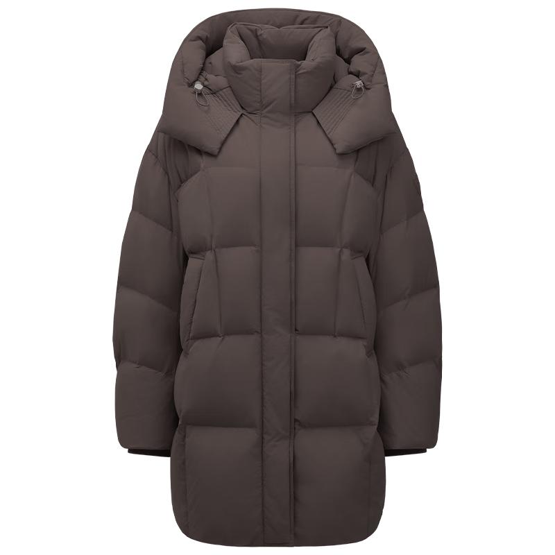 Tanbor Women's Hooded Mid-Length Loose Fit Down Jacket