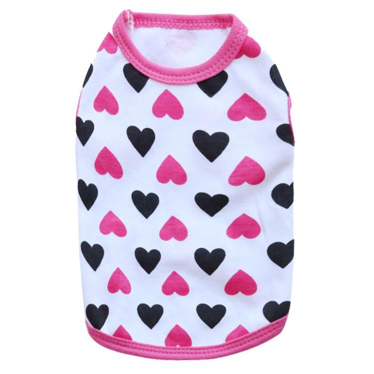 Heart Print Cotton Dog Sweatshirt - Spring/Summer Teddy Vest