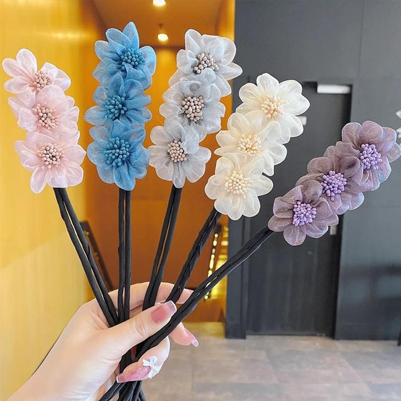 MulticolorElegant Shell Pearl Lazy Hair Curler Bow Barrettes Braided Hair Artifact Vintage Women Flower DIY Hair Maker Tools