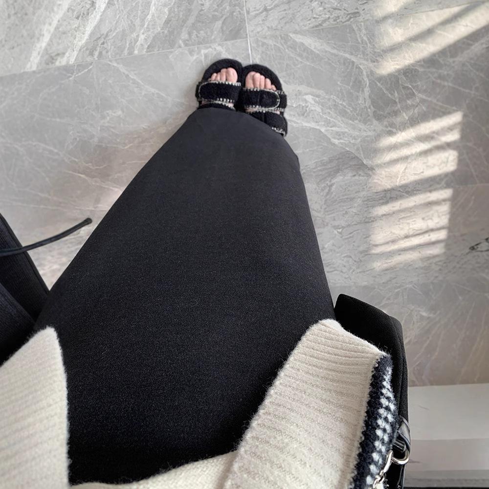 Spring Arrives Early: 2024 A/W Korean High Waist Wool-Blend Slit Midi Skirt