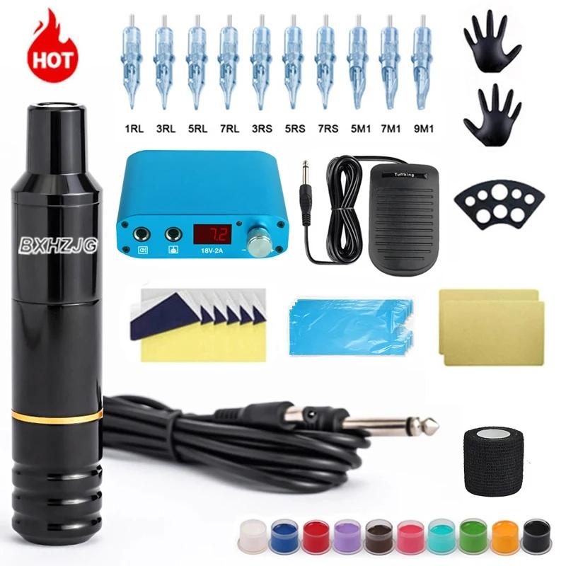 

Крутая тату-машинка Популярный трансграничный тату-набор Полный набор инструментов Тату-ручка Набор Тату-машинка с мотором синий