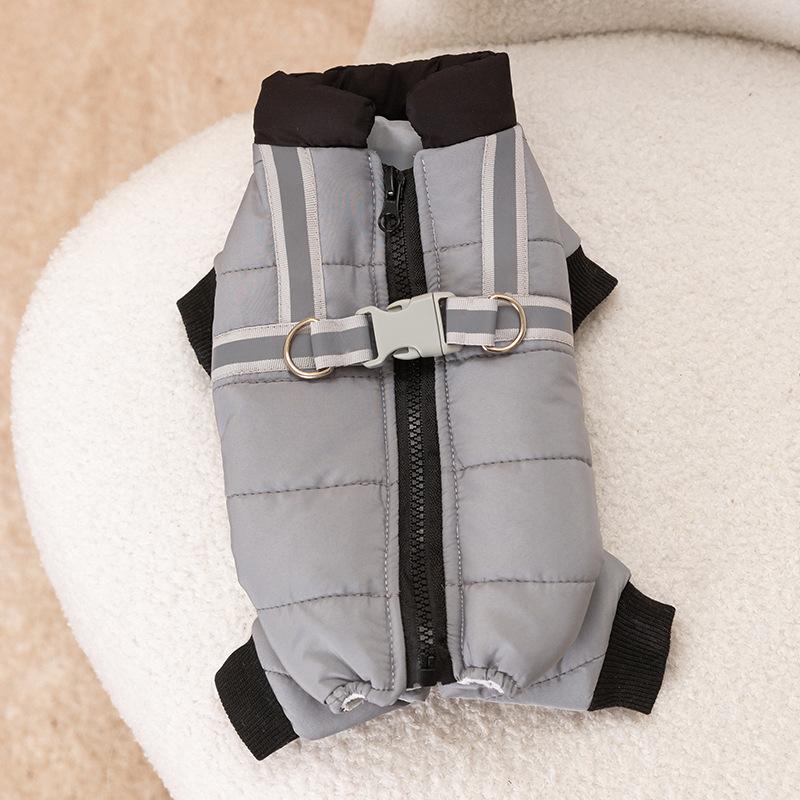 

Одежда для кошек, утолщенная и теплая осенью и зимой, простая светоотражающая тяговая собака, питомец, тедди, померанский шпиц, собака, четырехлапое пальто на хлопковой подкладке XS (recommended weight 1-1.5 kg)