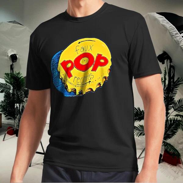 Men s and Women s T-shirts Faux Pop Records Bottle Cap L