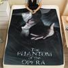 1 Stück Phantom der Oper Druck Flanelldecke, Hohe Qualität, Bequem für alle Jahreszeiten, Heimdekoration, Wärme und Komfort, Perfekt für Weihnachtsgeschenke