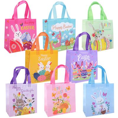 4/8Pcs Easter Gift Bags Cute Rabbit Eggs Candy Gift Packaging Bag 2025 Happy Easter Party Decor Supplies Kids Favors Treat Bag