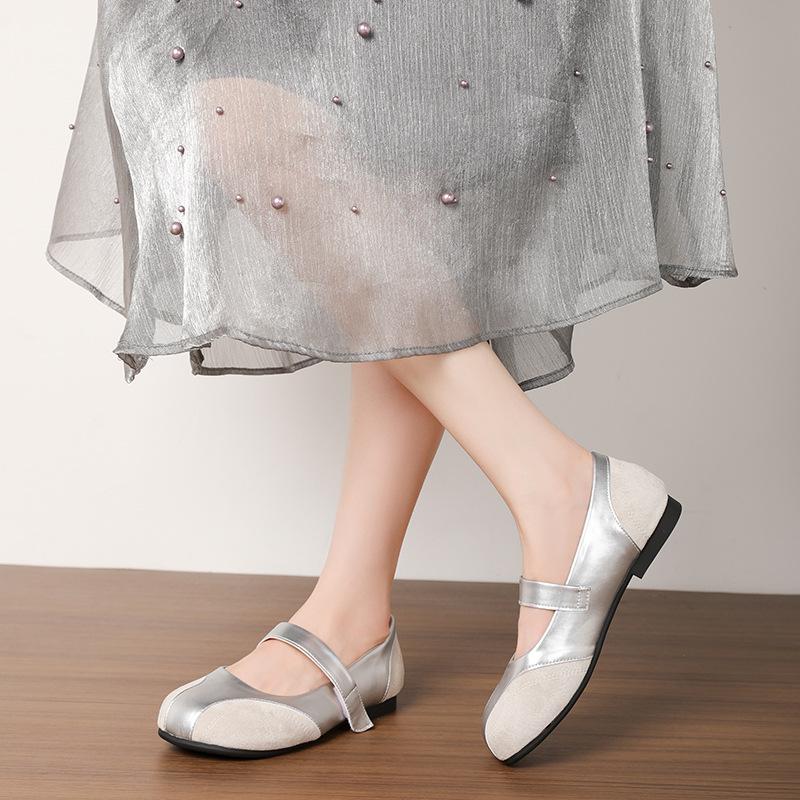 Fashion Flat Shoes Women's Widened Fattened Large Size Womens Shoe Mary Jane Shoe Women Retro Versatile Sports  Pumps Flat Ballet Shoes