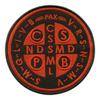 Patchion Medal of Saint Benedict - Reverse - Black and Red Version - Sew-on - Embroidered Patch/Badge/Emblem