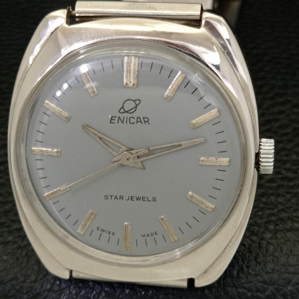 USED AUTOMATIC ENICAR SWISS MENS GREY COLOR DIAL WATCH A431426-2 R107-a431426