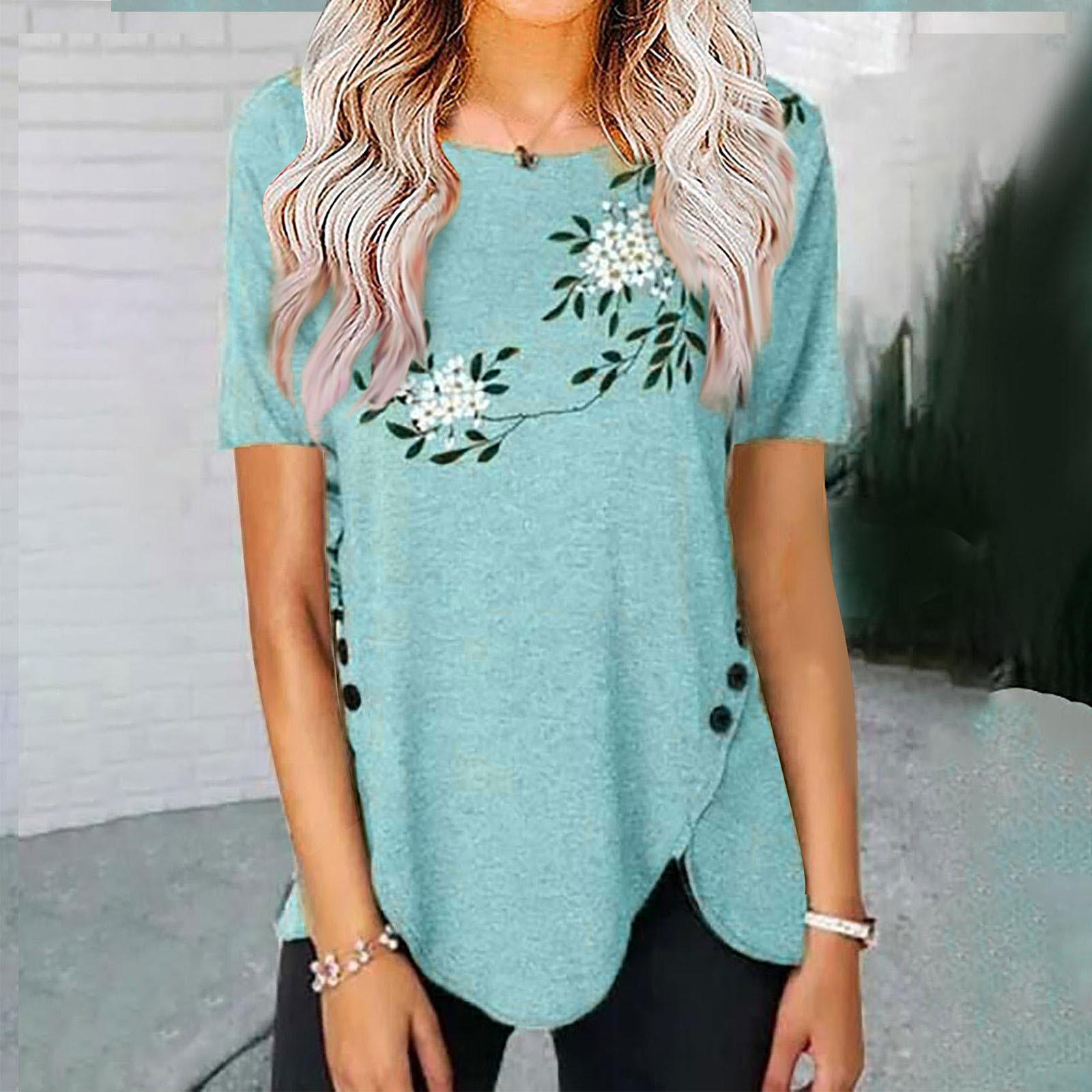 

Nikitas Womens Casual Printed O-Neck Short Sleeve Loose Top T-Shirt