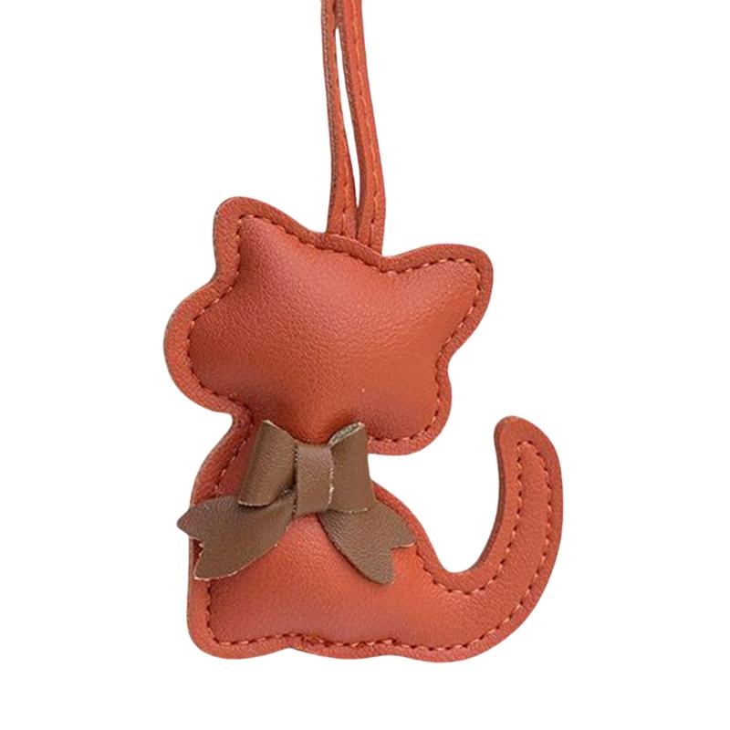 Modischer PU-Schleifen-Schlüsselanhänger mit Katzen-Detail für Handtasche, Schlüssel, Rucksack, Stilvoller Taschen-Hänge-Dekor-Anhänger