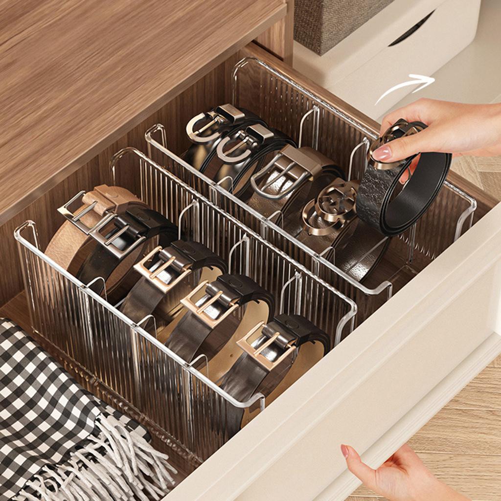 Belt Organizer Box Belt Storage Rack for Closet and Drawer Save Space Tie Jewelry and Belt Acrylic Display Case for Men Women