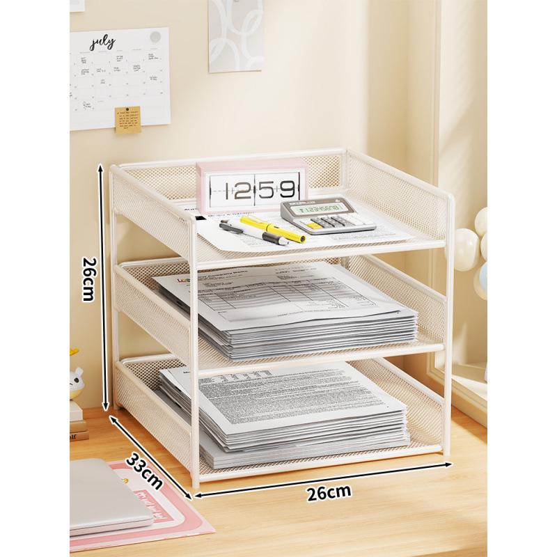 Multi-Layer File Organizer for Desktop: A4 Paper, Books, and Folder Storage Rack