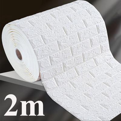 3D Self-Adhesive Wallpaper 70cmx2m Continuous Waterproof Imitation Brick Wall Stickers Wallcovering Living Room Home Decoration
