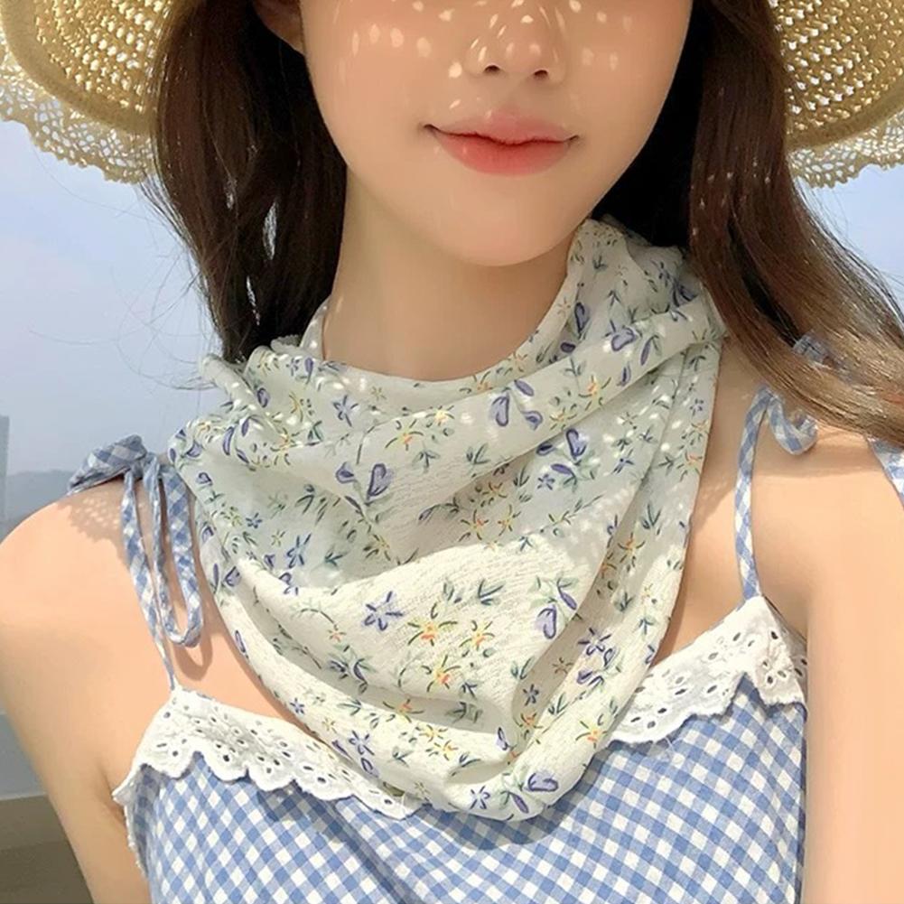 Flowers Summer Sunscreen Mask Full Face Ultraviolet Female Thin Section Cover Face Veil Mask Neck Neck Protector