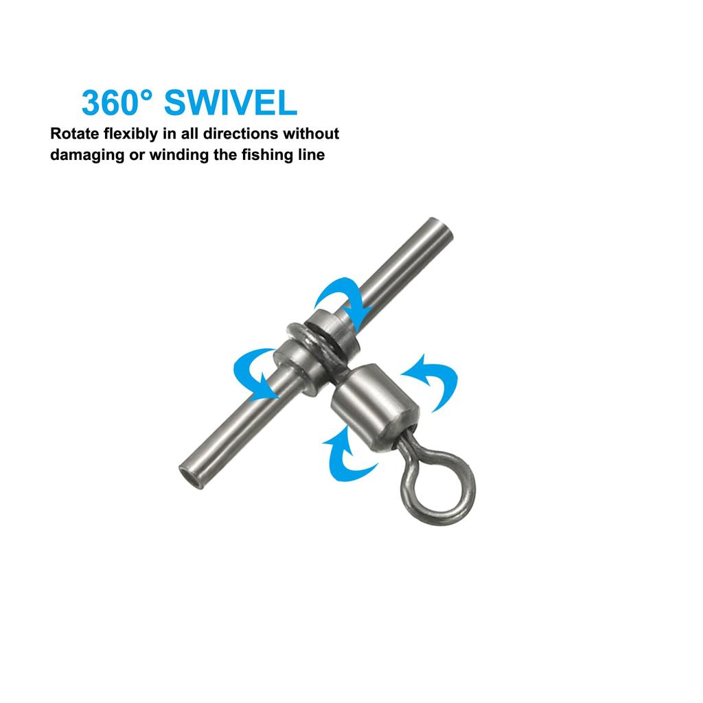 PATIKIL 70lb Angel Messing Wirbel Wirbel für Süß- und Salzwasser Wirbel, 50er-Pack, 3-Wege T-förmige Hülsen, Hochfeste Cross-Line Rigs, (5 #)