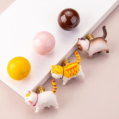Cat Drawer Knob Cabinet Pull Handle Creative Cartoon Animal Ceramic Pull for Kids Room