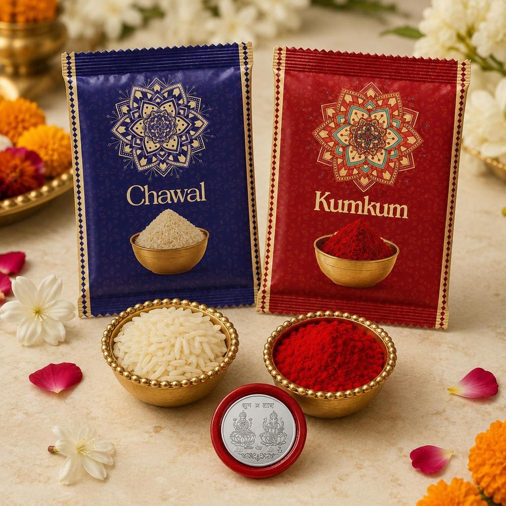 Oblivion Silver Rakhi Set for Brother – 2 Designer Bracelet Rakhis with Premium Pooja Thali,