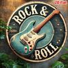 Vintage Rock & Roll Guitar 8x8 Inch Aluminum Sign