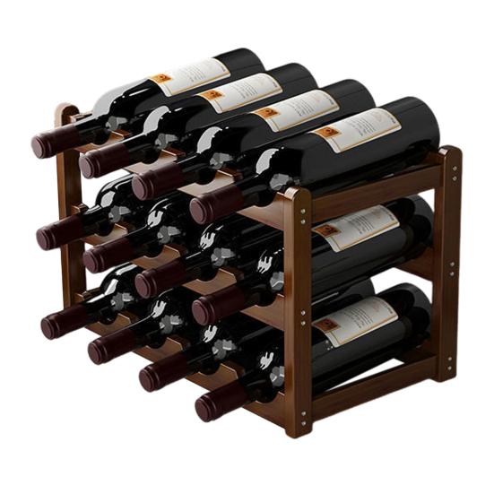 Bamboo Wine Rack Holder Bar Cabinets Stackable Storage Cube Tabletop for Champagne Multilayer DIY Assembled Natural Wood Bottle Holder for Kitchen