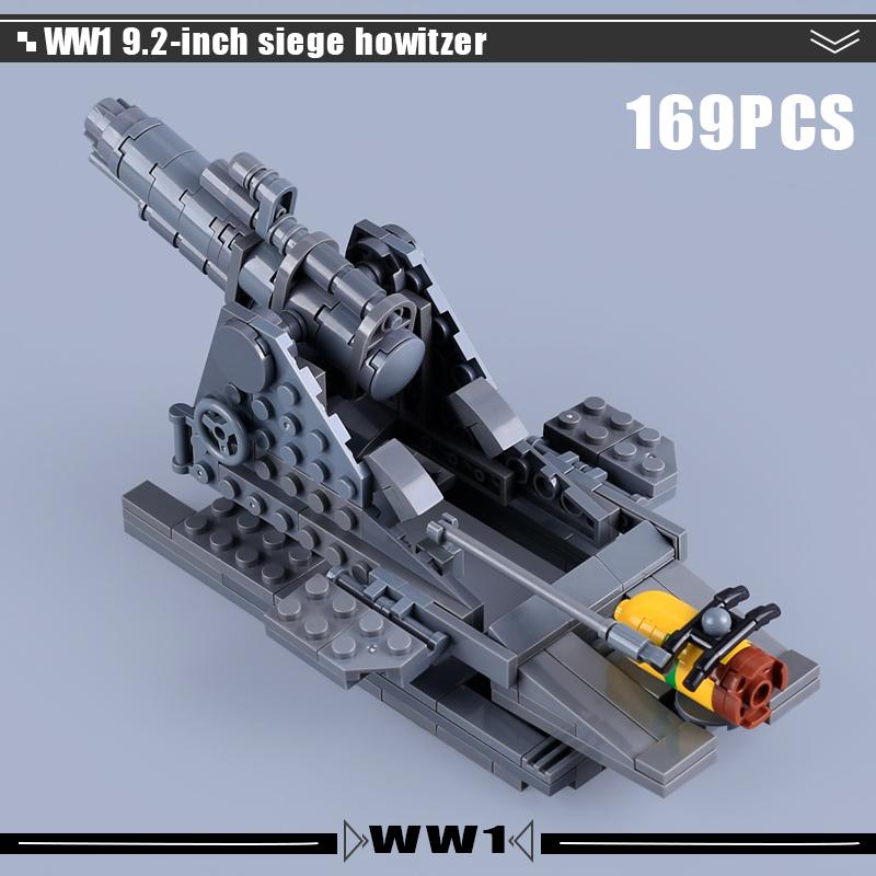 WW1 Military Series Vehicles Building Blocks Artillery Howitzer Soldier Figures Accessories British Italian Field Gun Bricks Toy