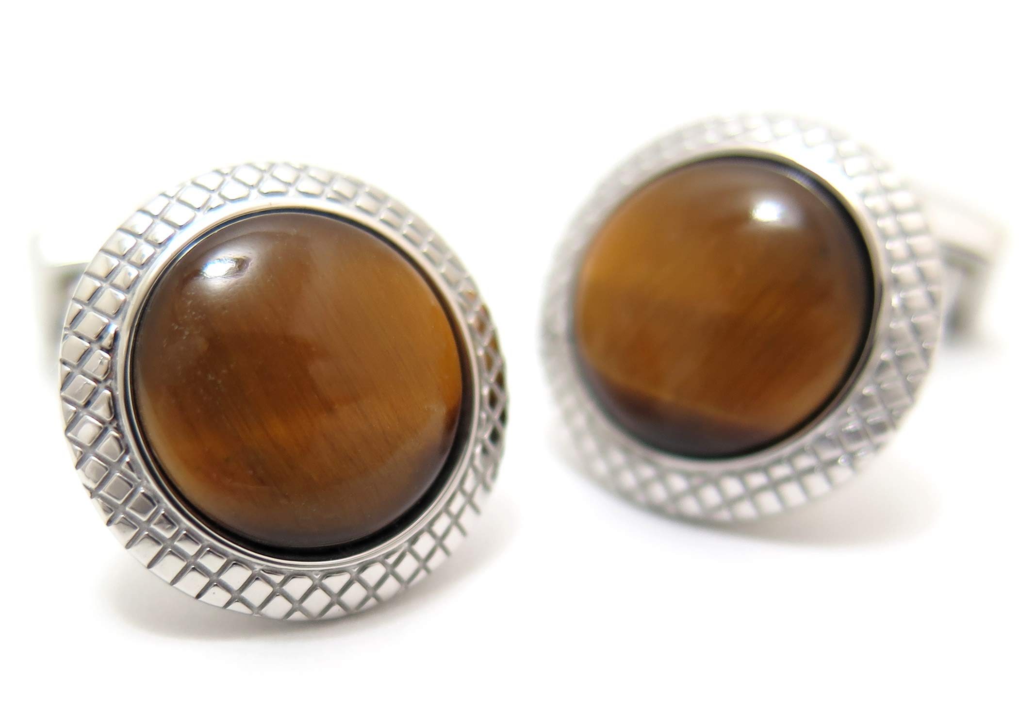 

TATEOSSIAN Business Bullseye Stone Cufflinks Tiger Semi-Precious (Rhodium & Eye) (Cufflinks/Cufflinks)