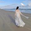 One-word Shoulder French Morning Gown Dress Skirt Heavy Industry Streamer Holiday Wind Mopping Off-the-shoulder Long Skirt